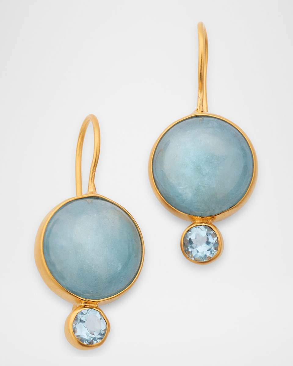 Aquamarine and Blue Topaz Drop Earrings